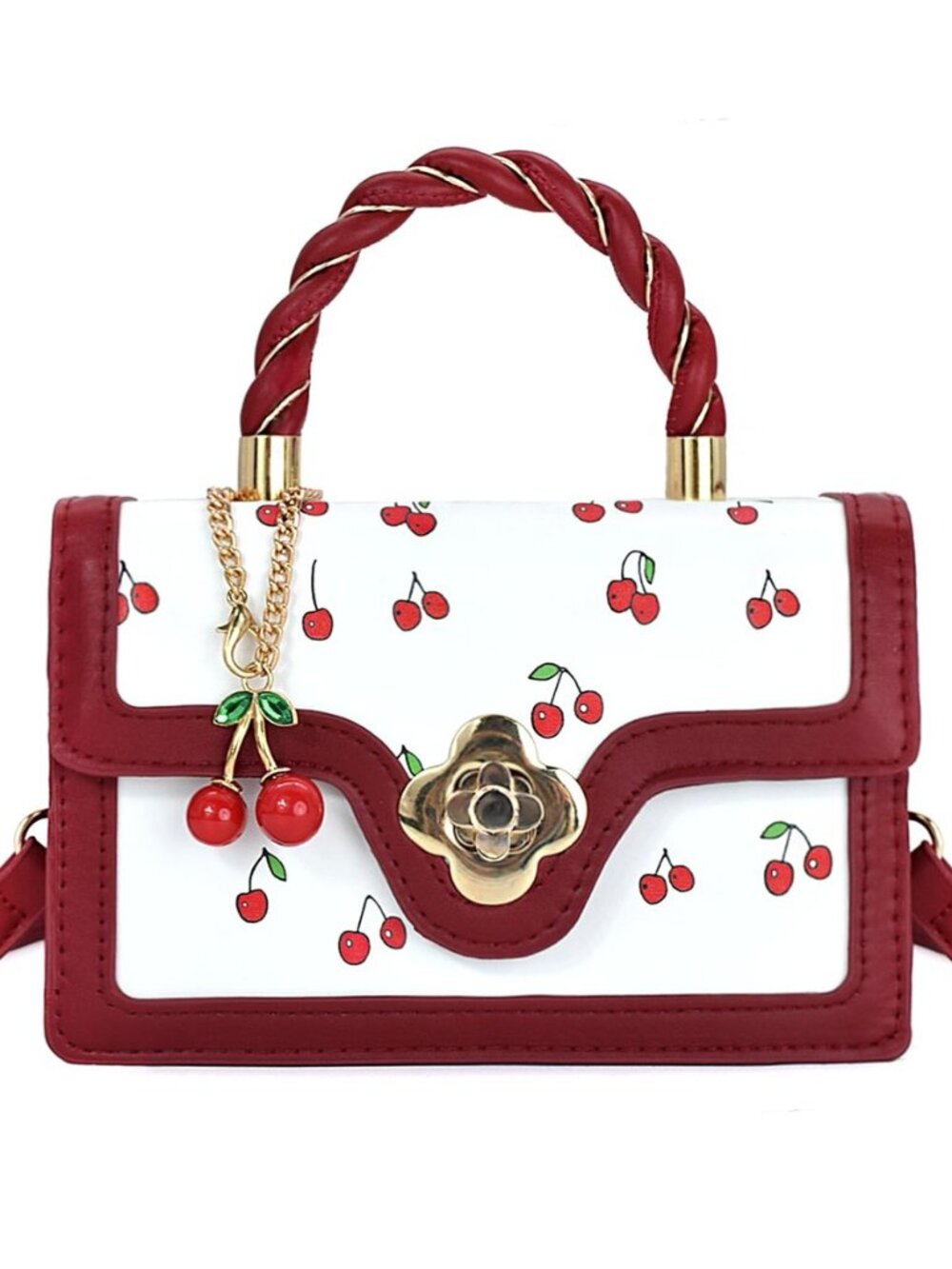 Cute Cherry Purse Y2K Vegan Leather Shoulder Bag Fashion Crossbody Purse Small